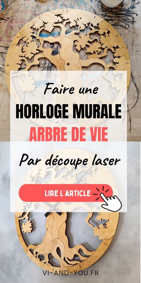 article de blog sur un projet DIY de création d'une horloge murale en bois en forme d'arbre de vie Croquis