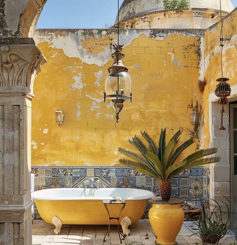 Decorative Plaques, Outdoor Bath, Family Estate, Casa Container, Yellow Walls, Luxury House Designs, Shades Of Yellow, Historic Homes, Puglia