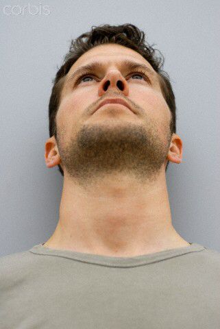 Upward view. Portrait Looking Up, Head Looking Up Reference, Face From Below, Looking Up Perspective, Face Perspective, Mans Face, Man Looking Up, Facial Expressions Drawing, Head Angles