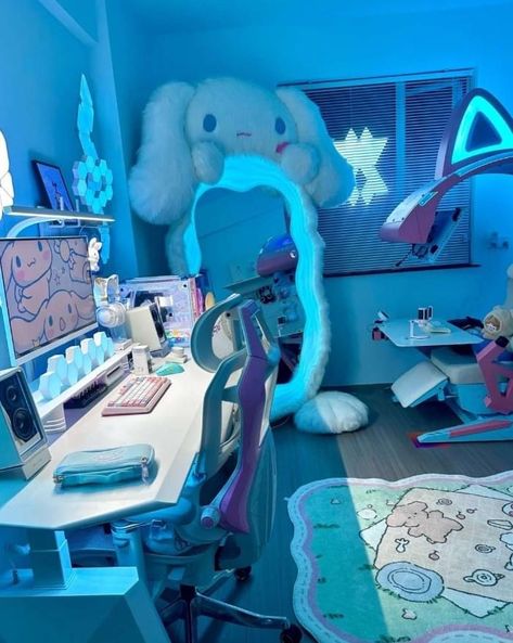 Sanrio Bedroom, Cute Bedroom Ideas, Sanrio Room, Cute Bedroom Decor, Gamer Room Decor, Cute Room Ideas, Video Game Room Design, Cozy Room Decor, Gamer Room