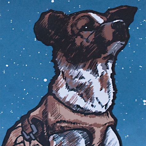 Patron Saint Of One Way Trips, Soviet Space Dogs, Space Pilot, Laika Dog, Space Animals, Space Dog, Dorm Essentials, Arte Sketchbook, Funky Art