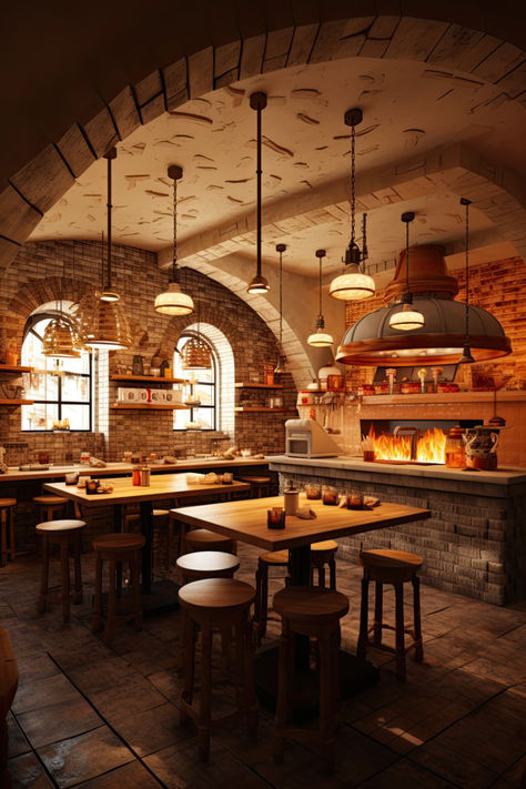 Bring the authentic Italian pizzeria experience to your home with this ambience track. Hear the sounds of sizzling pizzas in the oven, the chatter of customers, and the clinking of glasses as you imagine yourself sitting in a cozy pizzeria. #italianpizzeria, #italianpizzeriasounds, #pizzeria, #pizzeriasounds Small Pizzeria Design Interior, Pizzeria Design Interior, Pizzaria Aesthetic, Pizzeria Interior Design, Pizzeria New York, Tandoori Pizza, Italian Pizzeria, Pizzeria Design, Pizza Store