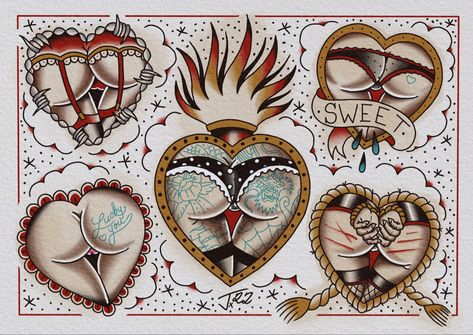 Trad Heart Tattoo, Heart Tattoo Flash, Traditional Heart Tattoo, Hopeless Romantic Tattoo, Traditional Heart Tattoos, Traditional Heart, Traditional Tattoo Flash Art, Romantic Tattoo, Train Drawing