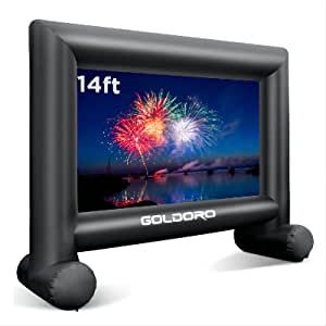 Amazon.com: GOLDORO 14 FT Inflatable Projector Screen with Inflation Fan and Storage Bag for Outdoor Parties, Inflatable Movie Screen with Air Blower : Electronics Outdoor Movie Projector Screen, Movie Projector Screen, Pool Movie, Outdoor Projector Screen, Inflatable Movie Screen, Backyard Movie Party, Portable Projector Screen, Outdoor Movie Screen, 3d Cinema