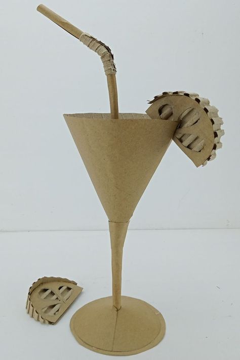 cardboard crafts Easy Cardboard Crafts, At Home Crafts, Crafts At Home, Cardboard Sculpture, Cardboard Art, Cardboard Crafts, Martini Glass, Paper Dolls, Martini