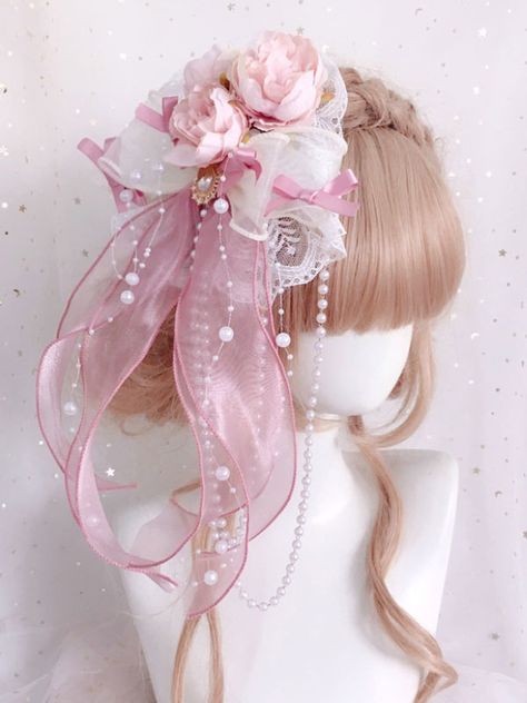 Chinese Style Lolita Accessories Green Pearls Bows Flowers Polyester Fiber Accessory Miscellaneous - Lolitashow.com Dance Costumes Hip Hop, Fancy Bows, Pink Head, Kawaii Hairstyles, Retro Costume, Kawaii Accessories, Green Pearls, Clothing Inspiration, Head Accessories