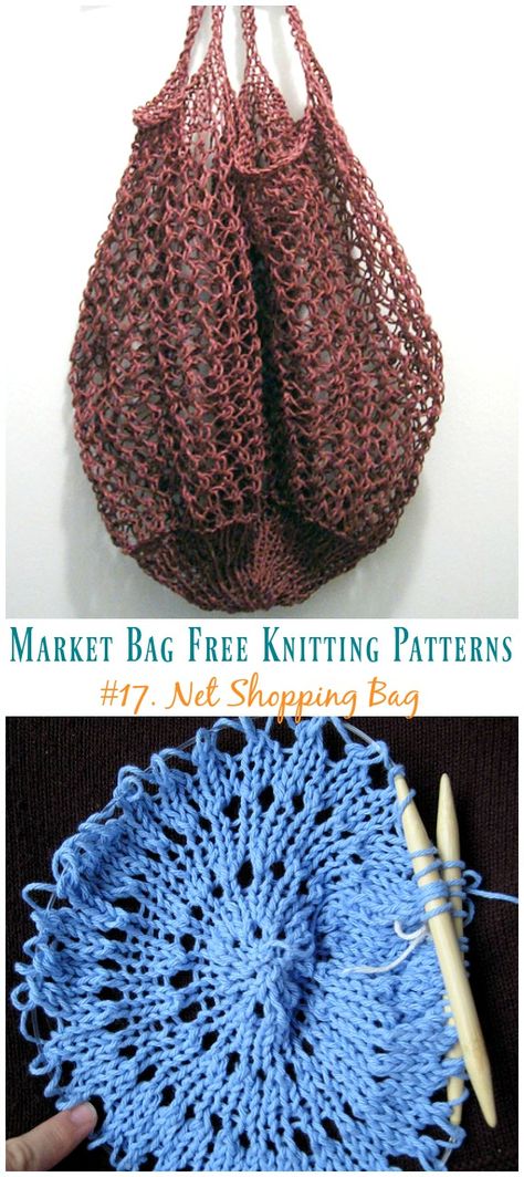 Knitted Grocery Bag Free Pattern, Knitted Bags Free Patterns, Diy Knitting Projects, Knitting Room, Knitting Tote Bag, Knit Basket, Bag Pattern Free, Baby Blanket Knitting Pattern, Easy Knitting Patterns