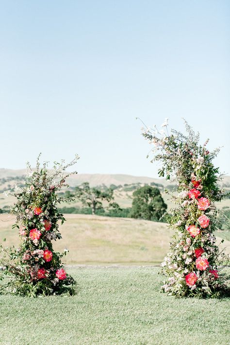 Read More: https://www.stylemepretty.com//www.stylemepretty.com/vault/image/6916091 Ceremony Backdrop Outdoor, Floral Portfolio, Spring Garden Decor, Vineyard Weddings, Wedding Arbors, Coral Charm Peony, Arch Decor, Wedding Backdrops, Cabo Wedding