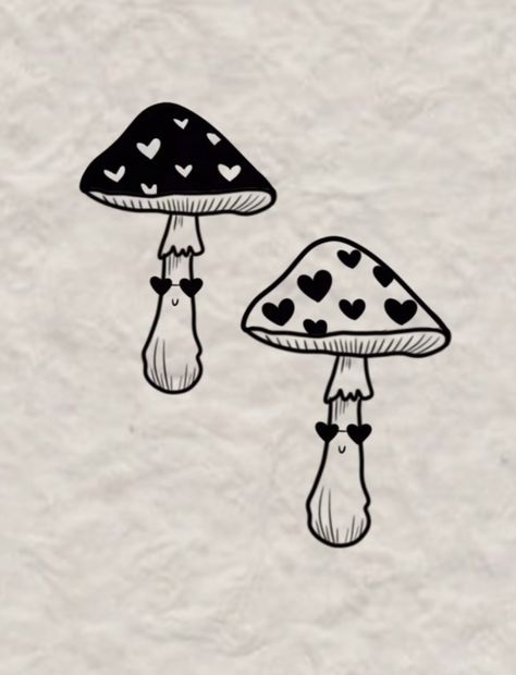 Bestie Mushroom Tattoo, Bestie Matching Tattoos Best Friends, Friendship Mushroom Tattoo, Couple Mushroom Tattoo, Cute Matching Mushroom Tattoos, Mushroom Friendship Tattoos, Matching Mushroom Tattoos For Best Friends, Simple Shroom Tattoo, Mushroom Friend Tattoos