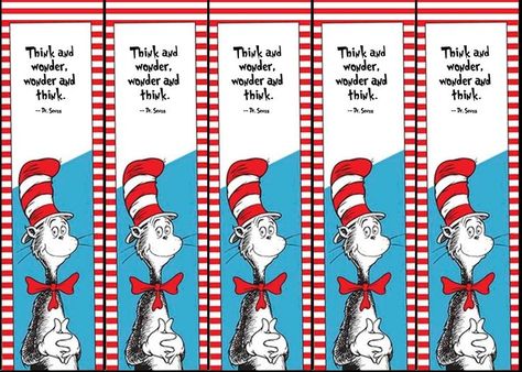 free Dr Seuss bookmark | party favor | classmate giveaway Dr Seuss Bookmarks, Dr Seuss Activities, Primary School Art, Bookmark Printable, Stem Classroom, Kindergarten Readiness, Dr Seuss Birthday, 2nd Grade Ela, Behaviour Chart