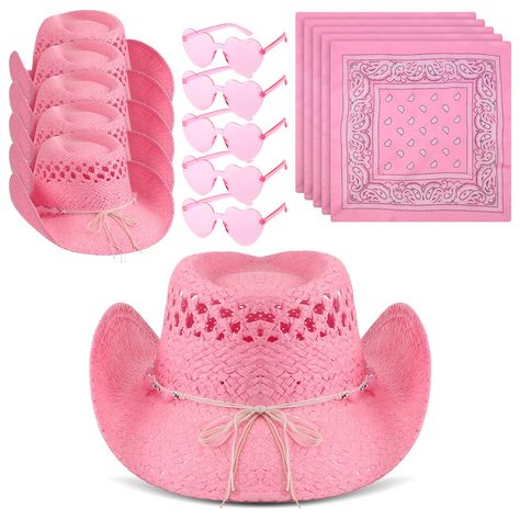 Cowgirl 21 Birthday Party, Straw Cowboy Hats For Women, Bach Cruise, Cowboy Hats For Women, Straw Cowboy Hats, 21 Birthday Party, Heart Shape Sunglasses, Pink Cowgirl Hat, Western Costume