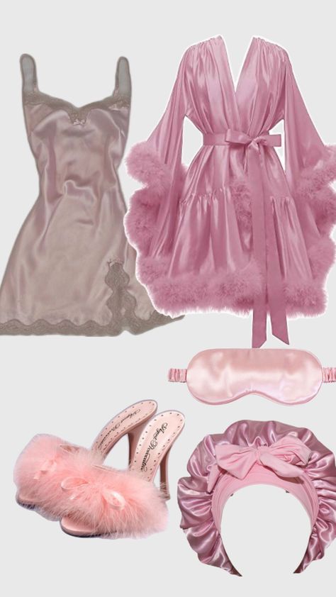 Sleepwear Aesthetic, Classy Loungewear, Fur Cuffs, Cute Lazy Day Outfits, Lazy Day Outfits, Cute Pajamas, Sash Belt, Feminine Outfit, Really Cute Outfits