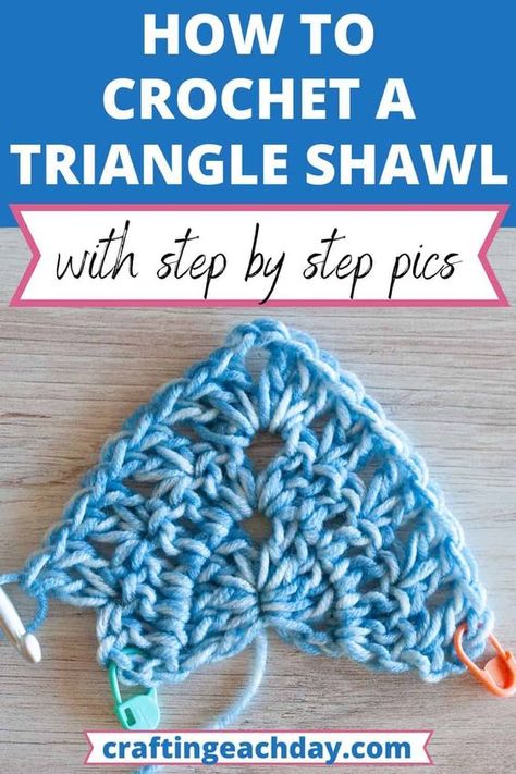 How To Crochet A Triangle Shawl, Shawl Patterns Crochet Free Triangle, Crochet Shawls Free Patterns Easy, Basic Shawl Crochet Pattern, Simple Shawl Pattern Free, Easy Crochet Triangle Shawl For Beginners, Category 5 Yarn Crochet Patterns, Worsted Weight Crochet Shawl Pattern Free, Crocheted Triangle Shawls