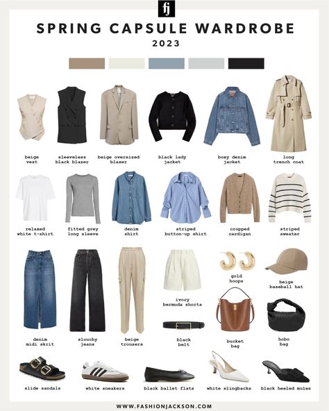 SPRING CAPSULE 2023 Spring Weekend Capsule Wardrobe, Cool Toned Capsule Wardrobe, Chic Spring Outfits 2023, Travel Capsule Wardrobe Spring, 2023 Spring Outfits, Spring Business Casual Outfits, Summer Work Outfits Office, Capsule 2023, Minimalist Wardrobe Capsule