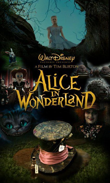 Tim Burton's Alice In Wonderland Movie Poster (4x6 Frame) #timburton #timburtonmovie #movieposter #aliceinwonderland #madhatter #cheshirecat #queenofhearts #alice #disney #disneymovie Alice In Wonderland 2010, John Depp, Alice In Wonderland Poster, Mia Wasikowska, Tim Burton Films, Tim Burton Movie, Helena Bonham, Movie Poster Wall, Bonham Carter