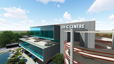 Design of A Civic Center on Behance Civic Center Architecture Concept, Civic Center Architecture, Boundary Walls, Civic Center, Community Business, Design Center, Media Center, Concept Architecture, Profile Design