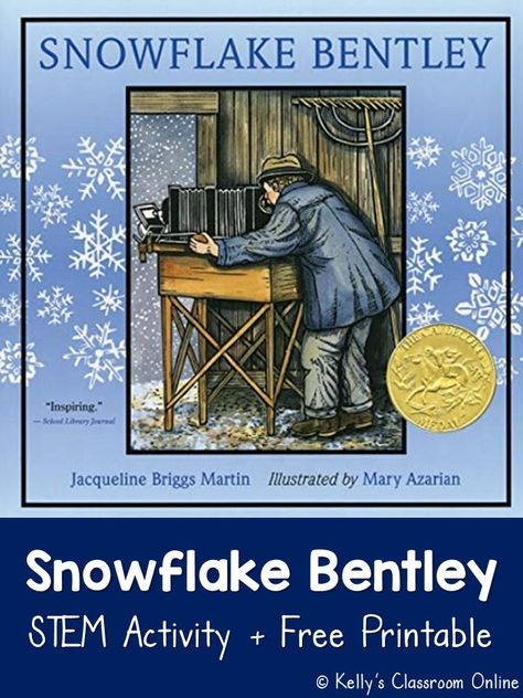 Snowflake Bentley is a children's biography about Wilson 'Snowflake' Bentley... the man who discovered that no two snowflakes are alike. The book spans Snowflake Bentley's life from childhood until his passing at the age of 66. This blog post includes a FREE biography research printable and directions for a STEM activity in which children recreate Snowflake Belntley's process of capturing and photographing snowflakes. Biography. 32 pages. First grade, second grade, third grade. Snowflake Bentley Activities, Language Arts Activities, Snowflake Pictures, Snowflake Bentley, January Art, Stem Books, Hanukkah Crafts, Fun Facts About Animals, Stem Crafts