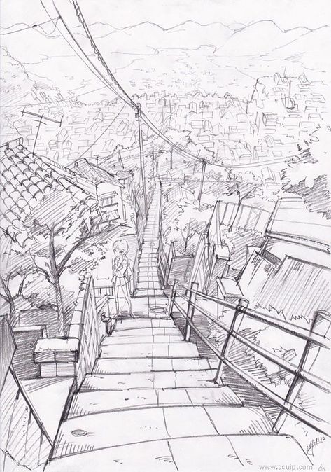 Landscape Drawing Perspective, Perspective Drawing Reference Landscape, Perspective Art Landscape, Perspective Drawing Landscape, Landscape Perspective Drawing, Perspective Landscape Drawing, City Perspective Drawing, City Landscape Drawing, One Perspective Drawing