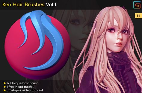 10 Stellar Brushes for Creating Hair - ArtStation Magazine Ken Hair, 90s Animation, Nomad Sculpt, Zbrush Hair, 3d Hair, 3d Reference, Zbrush Tutorial, Outdoors Tattoo, Braid Patterns