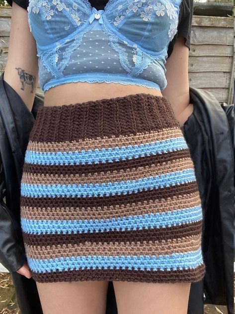 Crochet Clothes Knitting & Tools, Striped Crochet Skirt, Crochet Patterns Skirt, Skirt Crochet Pattern Free, Crochet Fashion Patterns Free, Crochet Mini Skirt Pattern, Knitted Skirt Outfit, Crochet Skirt Free Pattern, Crochet Skirt Pattern Free