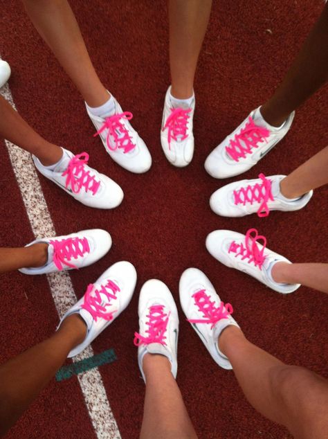 October Cheer Ideas, Pep Squad Ideas, Pink Out Game Ideas, Pink Out Cheer Ideas, Cheer Pink Out, Pink Out Ideas, Pink Out Cheer, Cheers Theme, Pink Cheer Bows