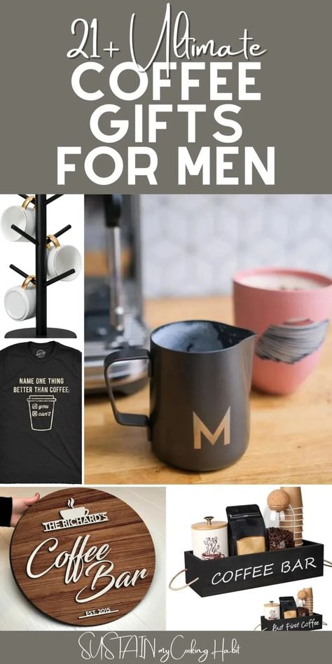 Coffee-Themed Gifts for Men – Sustain My Craft Habit Coffee Related Gifts, Gifts For Coffee Lovers Guys, Coffee Gift Basket Ideas For Men, Coffee Themed Gift Basket, Coffee Lover Gift Ideas, Coffee Present, Espresso Gifts, Coffee Lover Gifts Basket, Homemade Gifts For Boyfriend