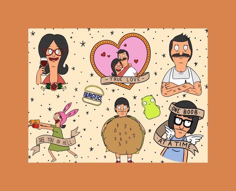 Bobs Burgers Tattoo, Bobs Burgers Memes, Bobs Burgers Funny, Literary Tattoos, Tina Belcher, Triangle Tattoos, Nautical Tattoo, Using Procreate, Flash Sheet