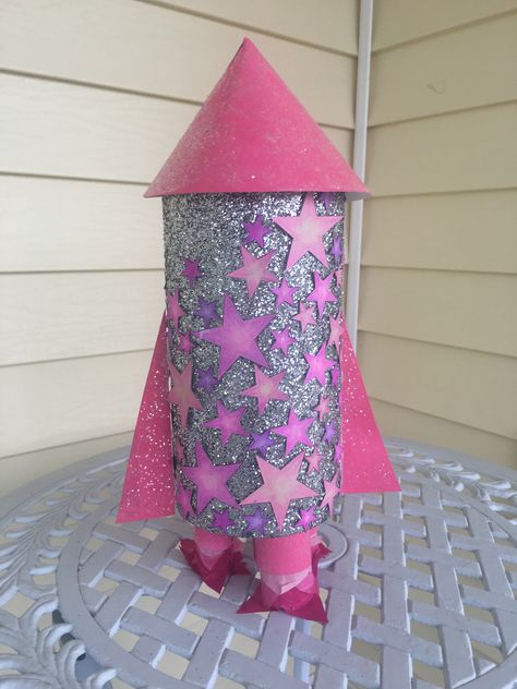 Rocket ship  Valentines Day box. Rocket Valentine Box Ideas, Space Valentine Boxes For Kids, Planet Valentines Boxes, Rocket Ship Valentine Box Ideas, Rocket Ship Valentines Boxes, Rocket Ship Box Diy, Rocket Ship Craft Cardboard Boxes, Diy Box Rocket Ship, Valentine Rocket Craft