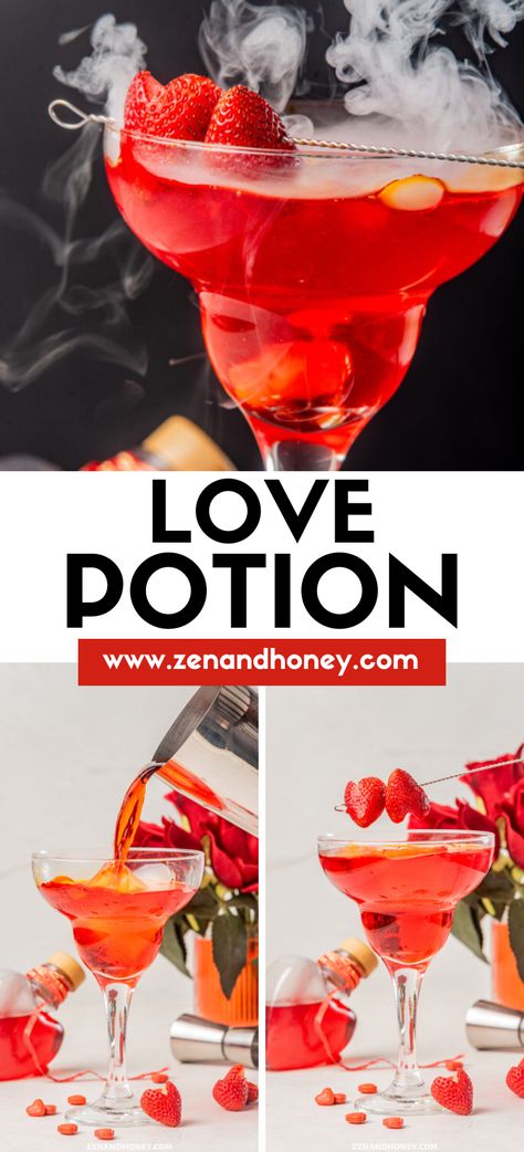 Love Potion Cocktail – is a dreamy, romantic cocktail perfect for Valentine’s Day! It’s gorgeous, easy to make and fun to drink. This beautiful red cocktail is also perfect for baby or bridal shower’s, or any special occasion. Harry Potter Love Potion, easy red cocktails recipe. Pink And Red Cocktails, Love Potion Drink Cocktails, Red Mocktail Recipe, Red Colored Cocktails, Bookish Cocktails, Ex Boyfriend Themed Cocktails, Red Halloween Cocktails, Red Cocktails Recipes, Red Drink Recipes