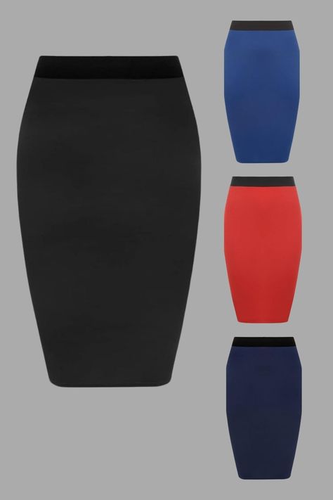 New Ladies Women's MIDI Pencil Skirt Plain Bodycon Stretch Wiggle Office Skirt Fashionable Skirts, Bodycon Pencil Skirt, Office Skirt, Midi Pencil Skirt, Stretch Skirt, Evening Look, Skirts For Women, Body Con Skirt, Midi Skirts