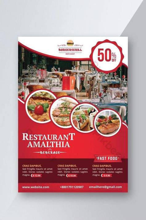 Template Restaurant, Food Promotion, Banner Design Layout, Restaurant Poster, Food Flyer, Menu Flyer, Flyers Design, Food Cover, Flyer Free