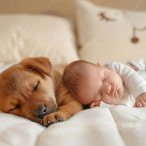 A cute baby sleeping with a puppy🤗🥰🤍🤍 #aiart #baby #funart #aiphoto #cute #sleep #uniquephoto #artisticcreation #love #adobe #adobstock Sleeping Animals Cute, Animal Mashups, Cute Sleep, Dogs Hugging, Dogs Images, Cute Dogs Images, Sleeping Puppies, Chubby Babies, Human Babies