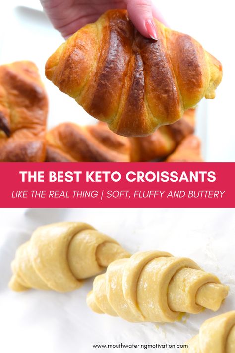 The Best Keto Croissants. These are EXACTLY like the real thing. These are not fathead dough or a sort of similar keto alternative. These really are a keto friendly croissant! Soft, fluffy, buttery, flaky..they have it all. They are yeast risen and so light and delicious. Croissants Recipe, Postre Keto, Croissant Recipe, No Carb Recipes, Low Carb Low Sugar, Best Low Carb Recipes, Low Sugar Recipes, Recetas Keto, Keto Cooking