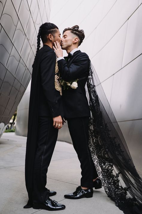 Wedding Tux Alternatives Groom Attire, Gnc Wedding Outfit, Edgy Wedding Suit, Men’s Wedding Dress, Grooms Outfit Ideas, Queer Wedding Fashion, Transmasc Wedding Outfit, Gender Neutral Wedding Attire, Mens Alternative Wedding Attire