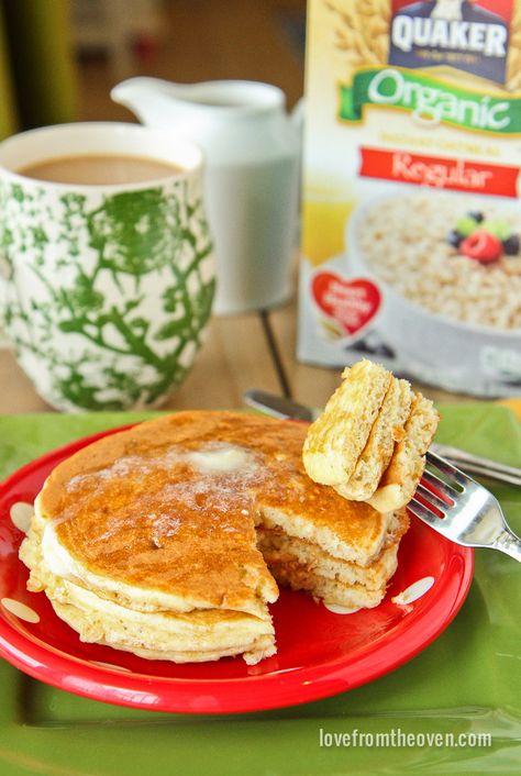 Oatmeal Pancakes Instant Oatmeal Pancakes, Single Serving Oatmeal, Instant Oatmeal Recipes, Pancakes Oatmeal, Instant Oatmeal Packets, Oatmeal Pancakes Recipe, Love From The Oven, Oatmeal Packets, Single Serving Recipes