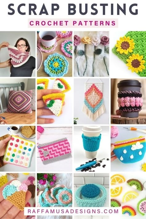 44 (FREE) Scrap & Stash Busting Crochet Patterns Stash Buster Crochet, Leftover Yarn Project, Stash Busting Crochet, Scrap Yarn Projects, Yarn Projects Crochet, Crochet Craft Fair, Small Crochet Gifts, Scrap Crochet, Crochet Project Free