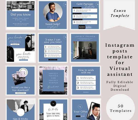 Virtual Assistant Social Media Posts, Virtual Assistant Instagram Feed, Virtual Assistant Instagram Posts, Virtual Assistant Aesthetic, Free Business Logo, Business Logo Inspiration, Canva Business, Social Media Packages, Skin Aesthetics