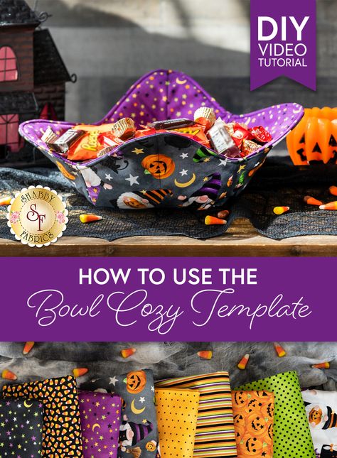 Bowl Cozy Templates, Bowl Cozy Tutorial Sewing Patterns, How To Measure For Bowl Cozy, Small Halloween Sewing Projects, Large Bowl Cozy Template, Quilt Bowl Cozy, Rectangle Microwave Cozy Pattern, Bowl Cozy Gift Set, Cozy Bowls Pattern