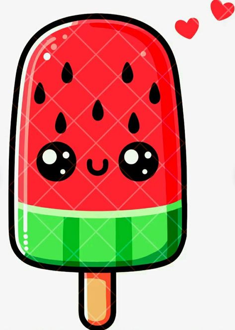 Cute Fruit Doodles, Watermelon Kawaii, Kawaii Watermelon, Watermelon Drawing, Fruit Doodle, Watermelon Cartoon, Watermelon Art, Lion Drawing