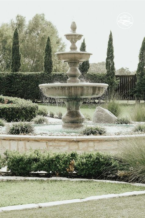 Wedding Water Fountain, Water Feature Outdoor, Ranch Style Weddings, Classic Fountain, Outdoor Wedding Decor, Wedding Planner Checklist, Ranch Wedding Venue, Wedding Venue Houston, Katy Texas