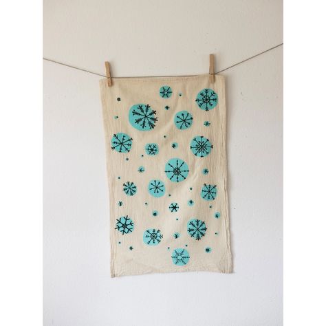 Tea Towel - Winter Snowflake | Faire.com Winter Tea, Holiday Stamping, Winter Snowflakes, Hand Screen Printed, Crafty Projects, Tea Towel, Retro Inspired, Tea Towels, Towels