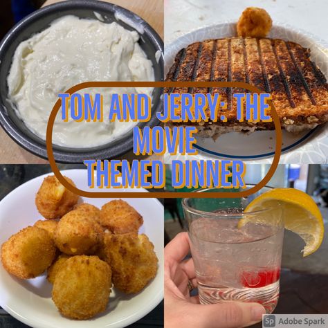 Tom and Jerry the movie dinner ideas including drink, dessert and meal Tom And Jerry Food, Transformers Dinner And A Movie, Family Movie Night Themes, Tom And Jerry Movies, Theme Dinners, Tom And Jerry The Movie, Disney Menus, Movie Food, Movie Night Dinner