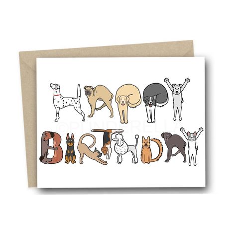 Dog Birthday Card - Card for Dog Lovers - Happy Birthday Card - French Bulldog Card German Shepherd Card Labrador Card Funny Dog Dalmation Birthday Card Dog Lover, Birthday Card For Dog Lover, Funny Dog Birthday Cards, Birthday Card Ideas For Dog Lovers, Dog Themed Birthday Cards, Dog Birthday Card Ideas, Birthday Cards With Dogs, Dog Birthday Cards, Happy Birthday Drawings