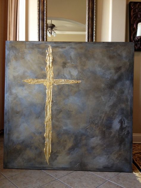 " My Faith" 48x48 Easter Abstract Art, Christian Art Projects, Cross Canvas Paintings, Abstract Christian Art, Cross Art Painting, Plaster Canvas Art, Painting In Canvas, Cross Artwork, Christian Canvas Art