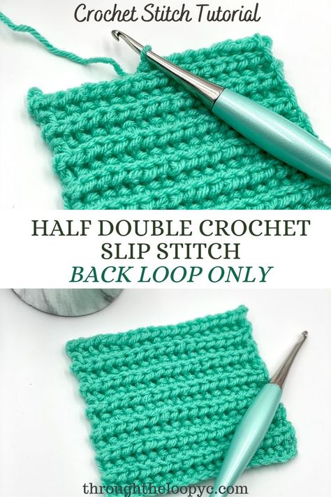 Learn the easy variation of the Half Double Crochet with this tutorial for the Half Double Crochet Slip Stitch including the Back Loop Only variation for the beautiful ribbed effect. Slip Stitch Back Loop, Half Double Crochet Slip Stitch, Hdc Crochet, Knit Hat Pattern Easy, Crochet Slip Stitch, Chunky Yarn Blanket, Chunky Crochet Blanket Pattern, Crochet Blanket Tutorial, Slip Stitch Crochet