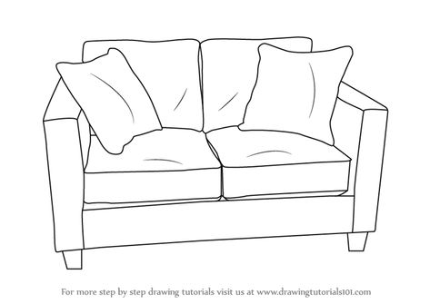 Step by Step How to Draw Love Seats (Sofa) : DrawingTutorials101.com 5 Seater Sofa Designs, Sofa For Drawing Room, Cartoon Couch, 8 Seater Sofa, Couch Drawing, Simple Couch, Sofa Drawing, Draw Love, Drawing Furniture