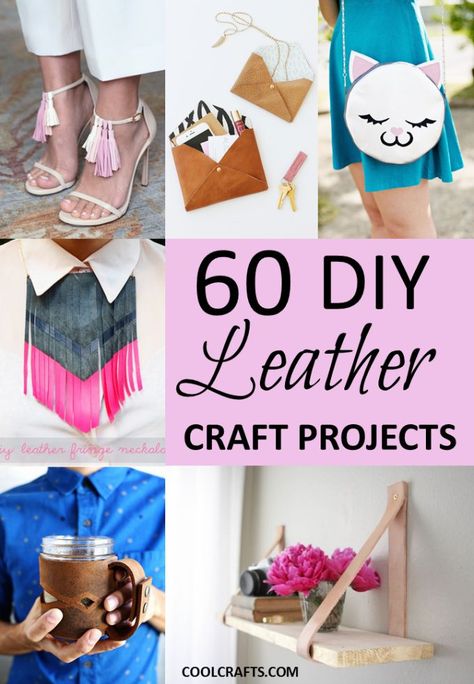 60 DIY leather craft ideas, http://www.coolcrafts.com/leather-craft-ideas/ Leather Craft Ideas, Craft Table Diy, Diy Leather Projects, Leather Scrap, Leather Craft Projects, Cheap Crafts, Leather Diy Crafts, Leather Scraps, Simple Leather