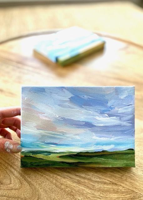 Easy Painting Tutorials, Sky Landscape Painting, Canvas Easy Painting, Landscape Study, Paint With Acrylics, Acrylic Painting Inspiration, Landscape Painting Tutorial, Acrylic Landscape, Acrylic Paint On Canvas