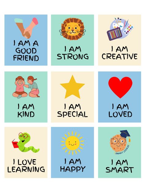 Affirmation Cards for Kids Printable Daily, 45 Motivational Positivity Affirmations, Child Affirmation Cards, Kindergarten Affirmations - Etsy Australia Preschool Positive Affirmations, Daily Affirmations For Kindergarten, Daily Affirmations For Preschoolers, Preschool Affirmations Printable, Affirmations For Kindergarten, Kids Affirmations Free Printable, Kindergarten Affirmations, Affirmations For Preschoolers, Preschool Affirmations