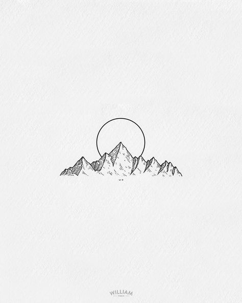 Fineline Mountain Tattoo, Tattoo Montagne, Landscape Line Drawing, Line Art Mountains, Nature Tattoo Designs, Moutain Tattoos, Berg Tattoo, Tattoo Mountain, Mountains Tattoo